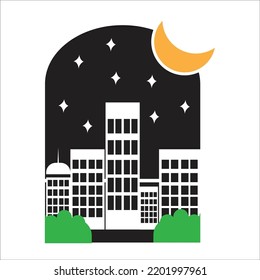 ciudad en el vector de iconos nocturnos