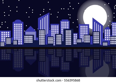 city night landscape. vector and illustrator