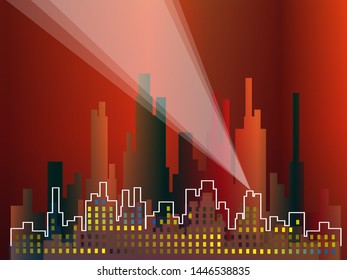 city night light source panorama skyscrapers