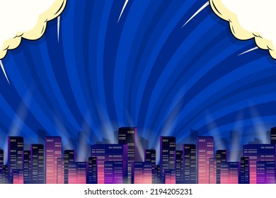 city night on cartoon comic style