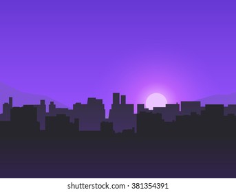 City night purple landscape