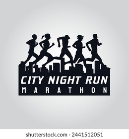 City night run logo design vector graphic of template