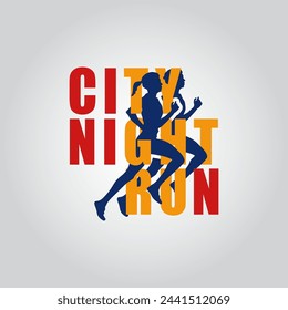 City night run logo design vector graphic of template