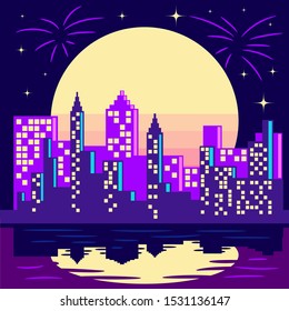 city night vector graphic design