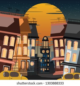 city at night vector illustration 