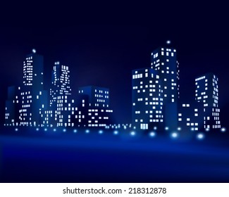 City at night. Vector illustration