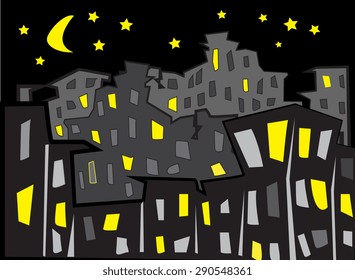   City at night.Abstract Backgrounds   Vector illustration.