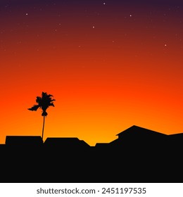 City at Nightfall - Brazil - Vector illustration of a dark city at nightfall