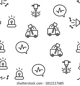 City Noise And Sounds Vector Seamless Pattern Thin Line Illustration
