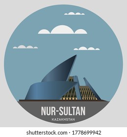 city of Nursultan color vector round icon