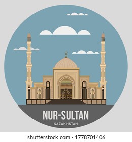 Stadt Nursultan, farbiges Vektorsymbol