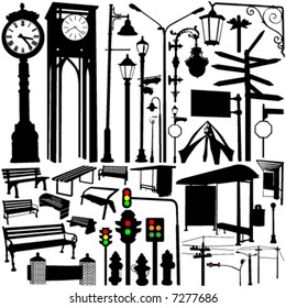 city objects and accessories vector