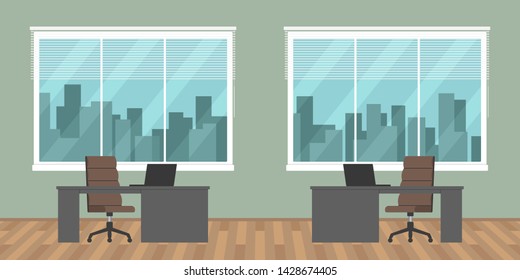 City office interior. Open plan. Vector illustration.