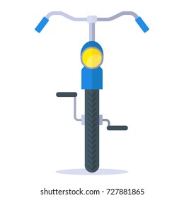 City old fashioned bike front view. Flat vector cartoon illustration. Objects isolated on a white background.