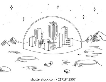 City alien planet graphic