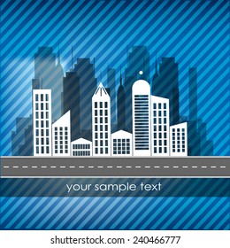 City On Blue Background