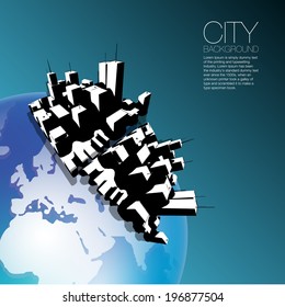 City on Globe Background