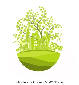 The city on the globe. Environmentally friendly world. Illustration of ecology the concept of info graphics. Icon. Simple modern minimalistic style. Simple illustrated illustration for printing, web