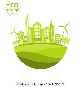 
The city on the globe. Environmentally friendly world. Illustration of ecology the concept of info graphics. Recycling. Simple minimalistic style. Simple illustrated illustration for printing, web