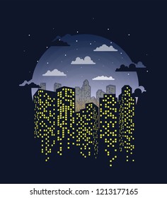 City on the night background.