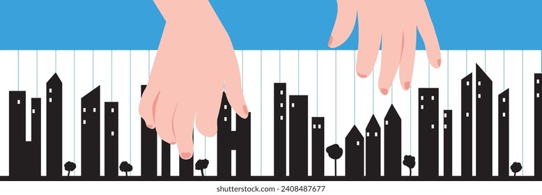 A city on piano keys