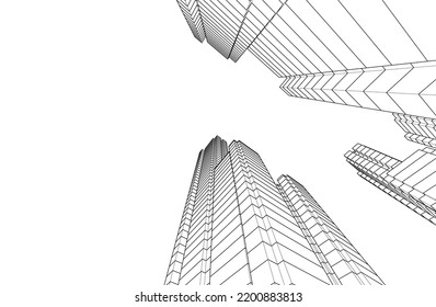 City on white background 3d illustration