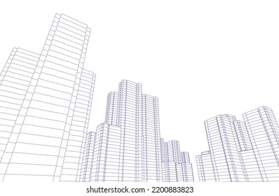 City on white background 3d illustration