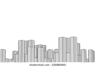 City on white background 3d illustration