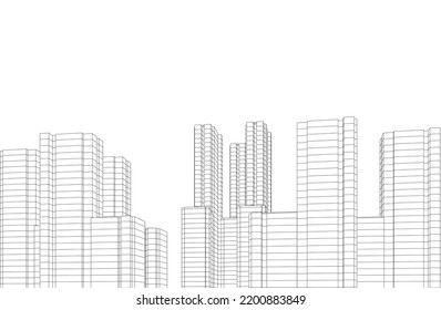 Ilustración 3d de la ciudad de fondo blanco