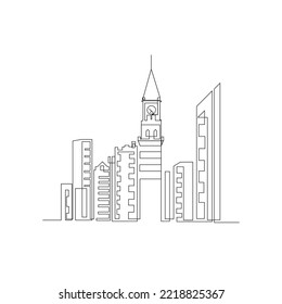 City one line art New York Manhattan drawing