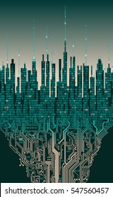 City online. Abstract futuristic digital city, hi-tech information background, technology concept