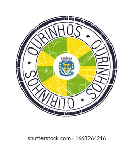 City of Ourinhos, Brazil postal rubber stamp, vector object over white background