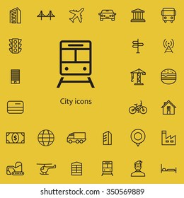 city outline, thin, flat, digital icon set for web and mobile