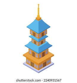City pagoda icon isometric vector. Chinese building. Asian temple