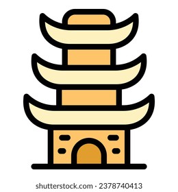 City pagoda icon outline vector. Chinese house. Japan palace color flat