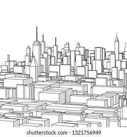 city, panorama, 3d illustration