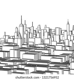 city, panorama, 3d illustration