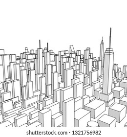 city, panorama, 3d illustration