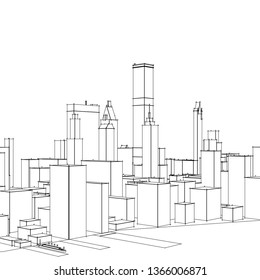 city, panorama, 3d illustration