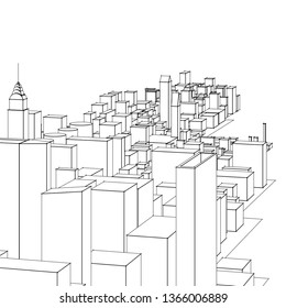 city, panorama, 3d illustration