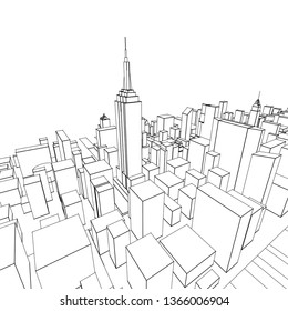 city, panorama, 3d illustration
