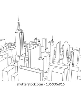 city, panorama, 3d illustration