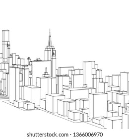 city, panorama, 3d illustration