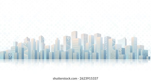 City panorama. Abstract horizontal background cityscape. . Buildings of business district. Editable vector illustration