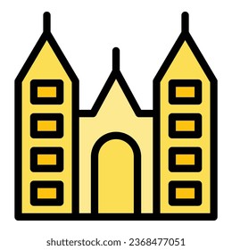 City panorama icon outline vector. Skyline polish. Poland krakow color flat