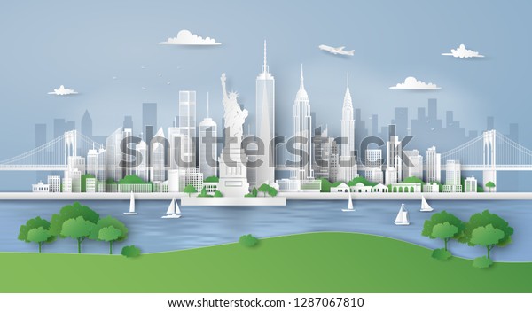 City Panorama Skyline Urban City Park Stock Vector (Royalty Free ...