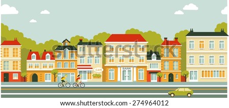 Poster: City panoramic street seamless
