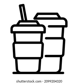 City paper coffee cups icon. Outline city paper coffee cups vector icon for web design isolated on white background