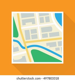 City paper map colored flat icon. Vector eps8 illustration.