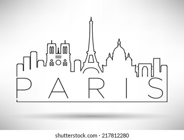 City of Paris Skyline with Minimal Design